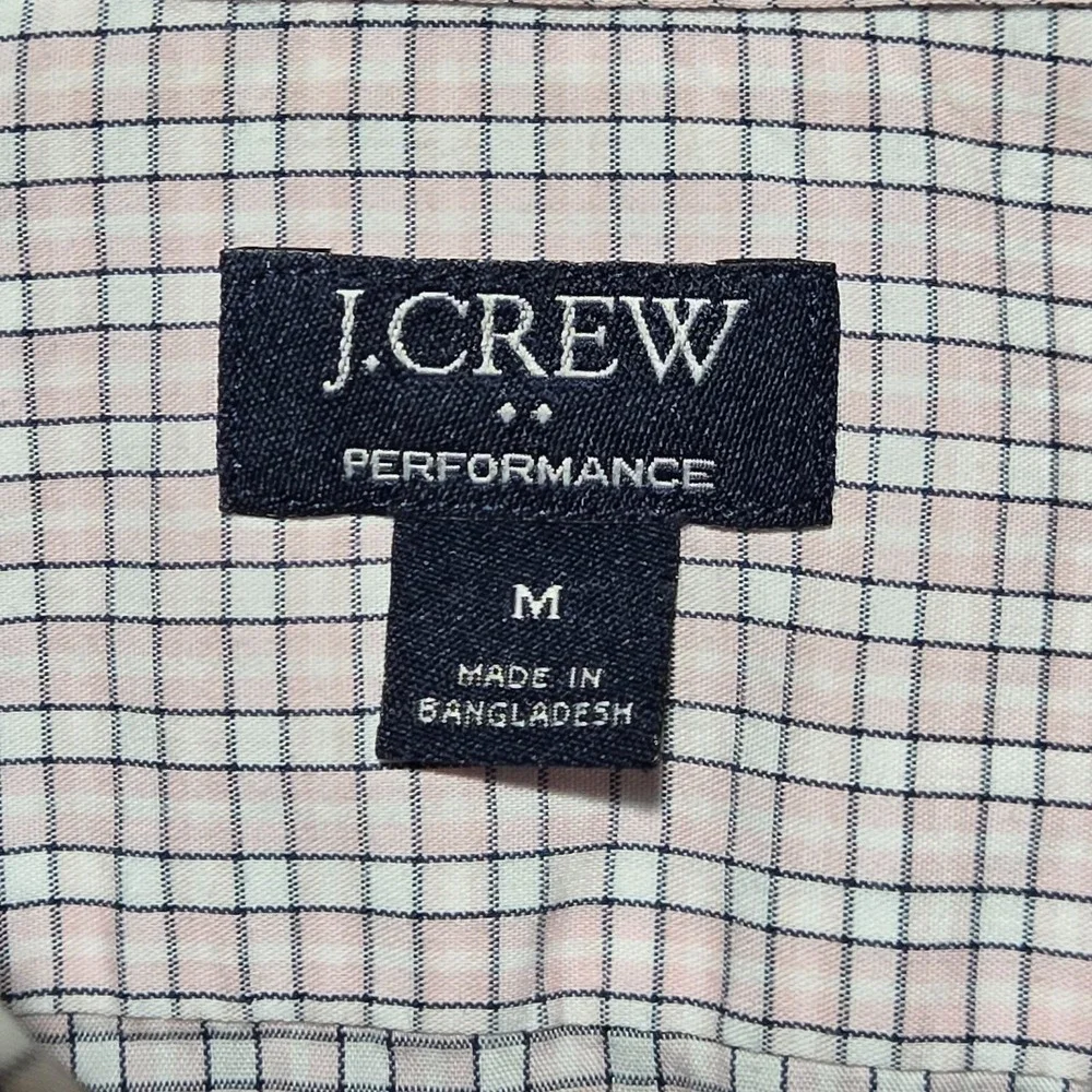 J. Crew Performance Pink Plaid Button Shirt Sz Medium Casual Work Office